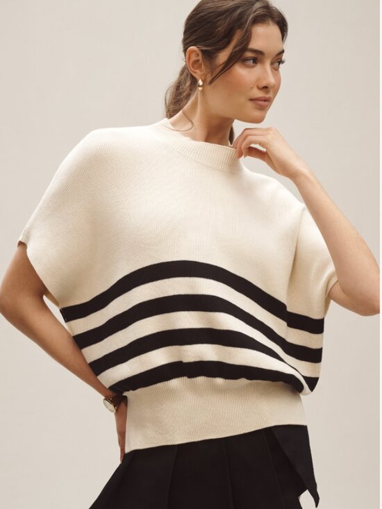 Anthropologie Sweaters - Maeve by Anthropologie Oversized Striped Short-Sleeve Sweater Vest | Size XS